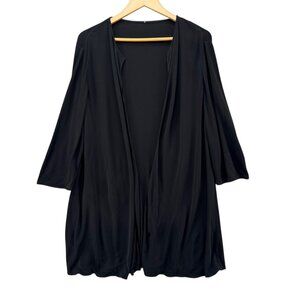 RTW Charleston Open Front Cardigan Womens Black Long Sleeve Mid Length Size XXL